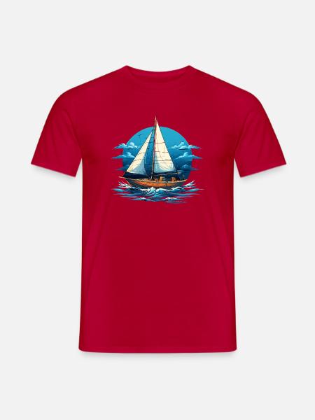 Segelboot im Meeresrauschen - Männer T-Shirt - Rot