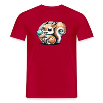 Cute cartoon squirrel with ice cream - Men's T-Shirt - red - Front - AI Model Male 178 dark (178cm)