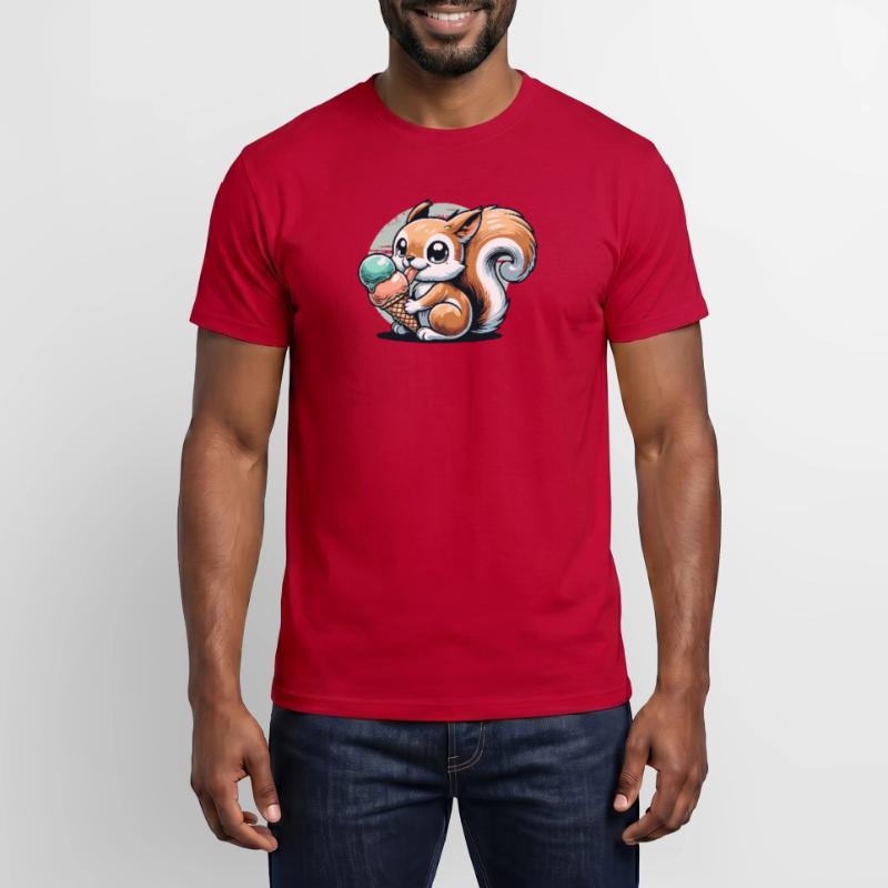Niedliches Cartoon-Eichhörnchen mit Eiscreme Männer T-Shirt