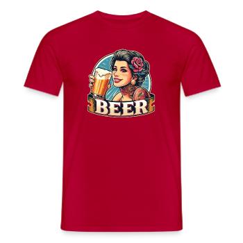 Retro Bier Schönheit - Stilvolle Bierliebhaber - Männer T-Shirt - Rot - Vorne - AI Model Male 178 dark (178cm)