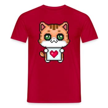 Pixelliebendes Kätzchen - Männer T-Shirt - Rot - Vorne - AI Model Male 178 dark (178cm)