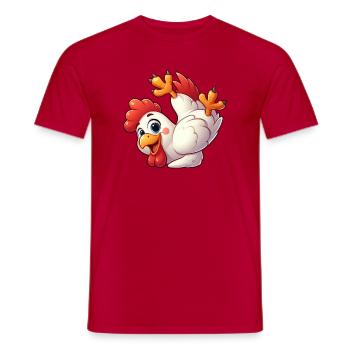 Chicken Hen Rooster Handstand Headstand Acrobatics - Men's T-Shirt - red - Front - AI Model Male 178 dark (178cm)