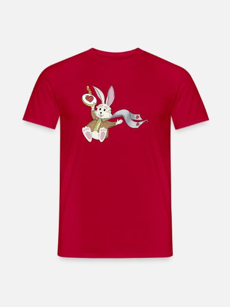 Late Again Clock Rabbit - Men's T-Shirt - red