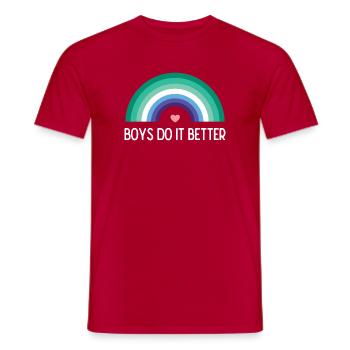 LGBTQ Pride Month - Boys Do it better - Men's T-Shirt - red - Front - AI Model Male 178 dark (178cm)