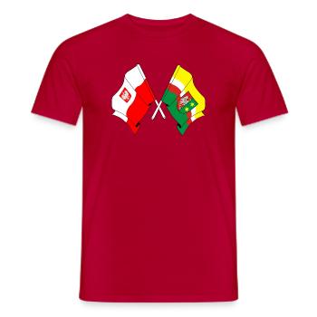 Flag of Poland, Lubusz crossed - Men's T-Shirt - red - Front - AI Model Male 178 dark (178cm)