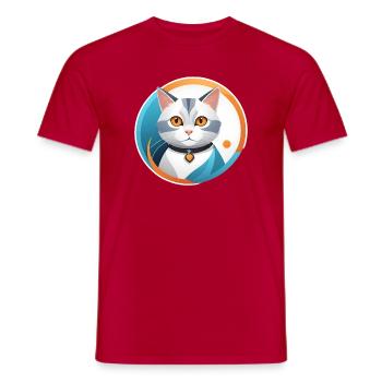 Chatty Cat Illustration - T-shirt homme - rouge - Devant - AI Model Male 178 dark (178cm)
