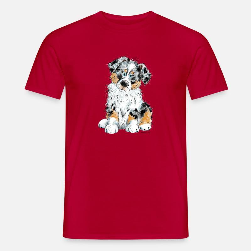 Australian Shepherd Hund Aussie - Männer T-Shirt - Rot