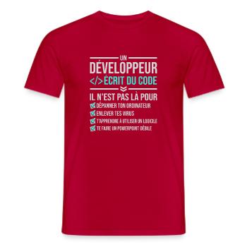 Entwickler, der Code schreibt - Männer T-Shirt - Rot - Vorne - AI Model Male 178 dark (178cm)