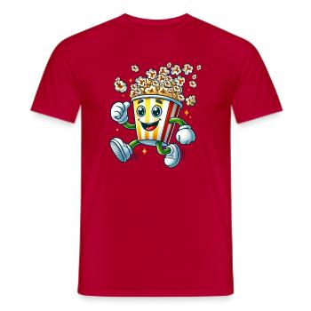 cheerful cartoon popcorn motif for fun in the cinema - Men's T-Shirt - red - Front - AI Model Male 178 dark (178cm)