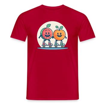 Roller skateboarding, fun and fruit - Men's T-Shirt - red - Front - AI Model Male 178 dark (178cm)