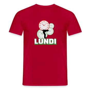 Monday - Men's T-Shirt - red - Front - AI Model Male 178 dark (178cm)