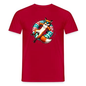Ein relaxter Fuchs auf einem Schwimmreifen - Männer T-Shirt - Rot - Vorne - AI Model Male 178 dark (178cm)