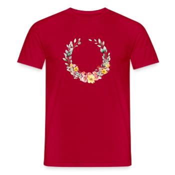 Colorful, flower wreath, customizable - Men's T-Shirt - red - Front - AI Model Male 178 dark (178cm)