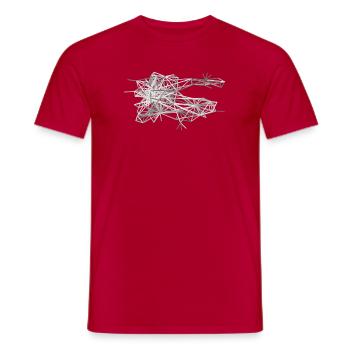 Connection: Geometrische Liniengeflechte in Grau - Männer T-Shirt - Rot - Vorne - AI Model Male 178 dark (178cm)