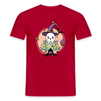Ghost Xmas - Halloween Ghost in Christmas Tree Look - Men's T-Shirt - red - Front - AI Model Male 178 dark (178cm)
