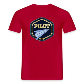 PILOT COSTUME - Men's T-Shirt - red - Front - AI Model Male 178 dark (178cm)