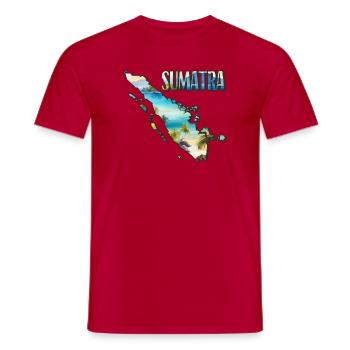 Aquarell Landkarte Sumatra - Männer T-Shirt - Rot - Vorne - AI Model Male 178 dark (178cm)