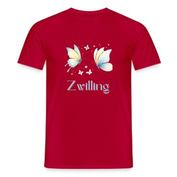 Elegantes Zwillinge Sternzeichen Aquarell Geschenk - Männer T-Shirt - Rot - Vorne - AI Model Male 178 dark (178cm)