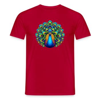 Pfau - Männer T-Shirt - Rot - Vorne - AI Model Male 178 dark (178cm)