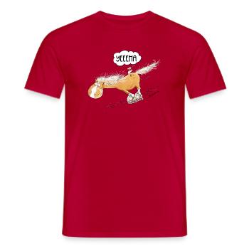 Horse With Roller Skate Rides Funny Horses Saying - Men's T-Shirt - red - Front - AI Model Male 178 dark (178cm)