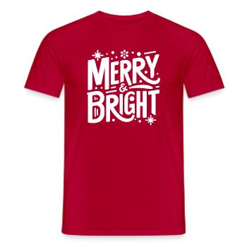 Merry & Bright Handlettering - Männer T-Shirt - Rot - Vorne - AI Model Male 178 dark (178cm)