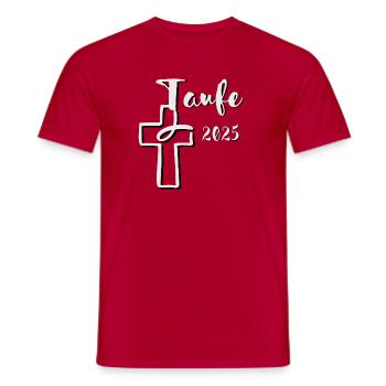 Baptism 2025 Fish Dips in Cross 3D Effect - Men's T-Shirt - red - Front - AI Model Male 178 dark (178cm)