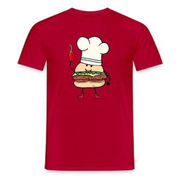 Chilli Cook Cooks Cook Burger Kitchen Cooking - Men's T-Shirt - red - Front - AI Model Male 178 dark (178cm)