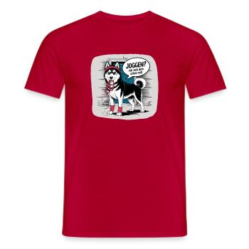 Husky jogging? I'll pull you with dog love - Men's T-Shirt - red - Front - AI Model Male 178 dark (178cm)