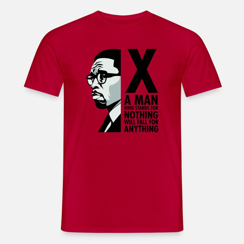 Malcolm X - A man who stands for nothing will fall - Men’s T-shirt - red