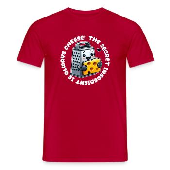 Le secret est toujours le fromage - une conception de cuisine amusante - T-shirt homme - rouge - Devant - AI Model Male 178 dark (178cm)