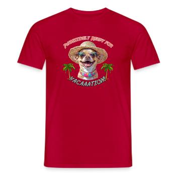 Chihuahua in summer look: Pawsitively Ready - Men's T-Shirt - red - Front - AI Model Male 178 dark (178cm)