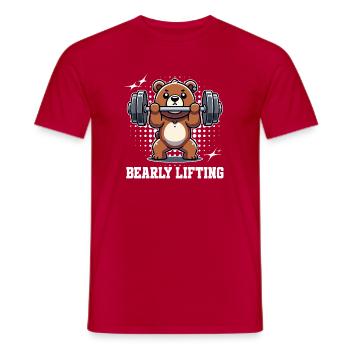 Bearly Lifting - Conception d’entraînement amusante en peluche - T-shirt homme - rouge - Devant - AI Model Male 178 dark (178cm)