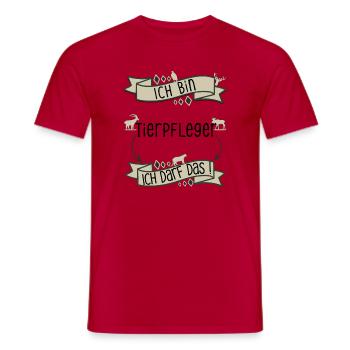 Lustiger Tierpfleger Spruch - ich darf das! - Männer T-Shirt - Rot - Vorne - AI Model Male 178 dark (178cm)