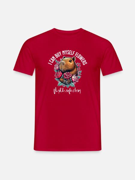 I Can Buy Myself Flowers – Cheeky Capybara Design - Men's T-Shirt - red