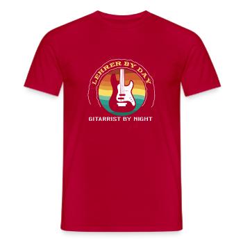 Lehrer le jour Guitariste la nuit - T-shirt homme - rouge - Devant - AI Model Male 178 dark (178cm)