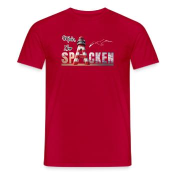 Moin Ihr SPACKEN - Männer T-Shirt - Rot - Vorne - AI Model Male 178 dark (178cm)