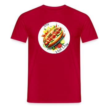 Color Explosion Hot Dog Art - Men's T-Shirt - red - Front - AI Model Male 178 dark (178cm)