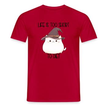 Life Is Too Short To Diet – Pummelige Zauberkatze - Männer T-Shirt - Rot - Vorne - AI Model Male 178 dark (178cm)