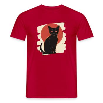 Black cat - Men's T-Shirt - red - Front - AI Model Male 178 dark (178cm)