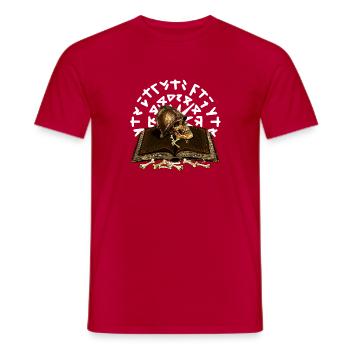 buchband aufgeschlagen, runen, Menschenschädel - Männer T-Shirt - Rot - Vorne - AI Model Male 178 dark (178cm)