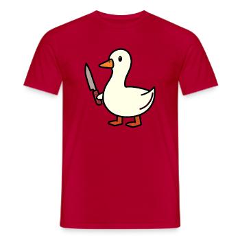 White Goose Duck Duckling Knife Defense Defense - Men's T-Shirt - red - Front - AI Model Male 178 dark (178cm)