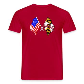 Flagge der USA und des Bundesstaates Maryland gekreuzt - Männer T-Shirt - Rot - Vorne - AI Model Male 178 dark (178cm)