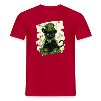 Chat de la Saint-Patrick - T-shirt homme - rouge - Devant - AI Model Male 178 dark (178cm)