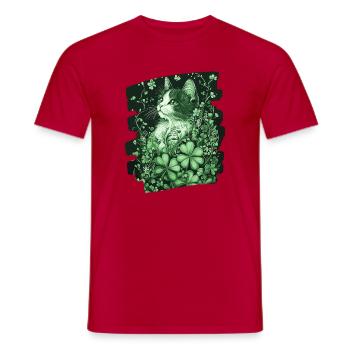 Chat trèfle de la Saint-Patrick - T-shirt homme - rouge - Devant - AI Model Male 178 dark (178cm)