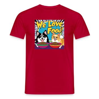 Comic Dogs - We Love Food - Männer T-Shirt - Rot - Vorne - AI Model Male 178 dark (178cm)
