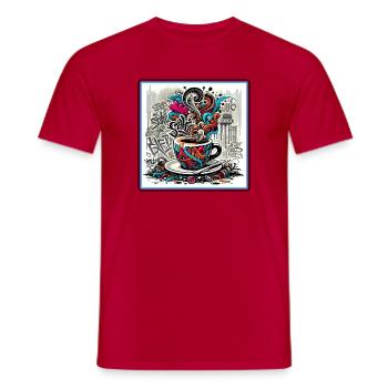 Espresso Graffiti - Männer T-Shirt - Rot - Vorne - AI Model Male 178 dark (178cm)