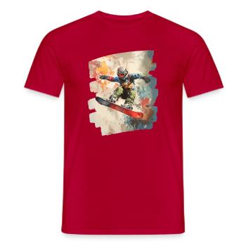 Snowboarder poudreuse - T-shirt homme - rouge - Devant - AI Model Male 178 dark (178cm)