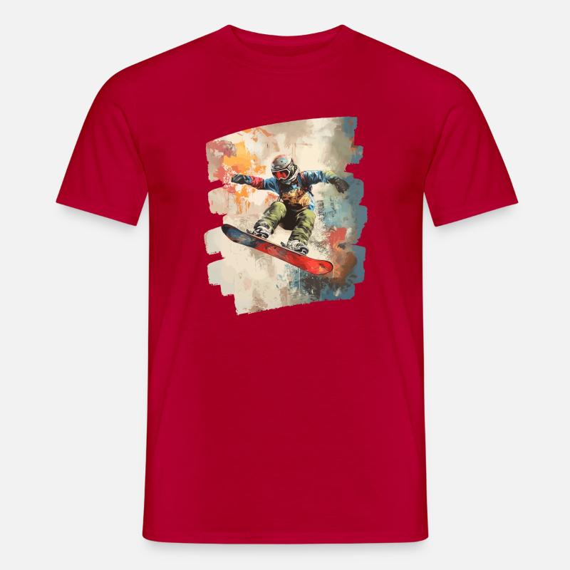 Snowboarder Pulverschnee - Männer T-Shirt - Rot