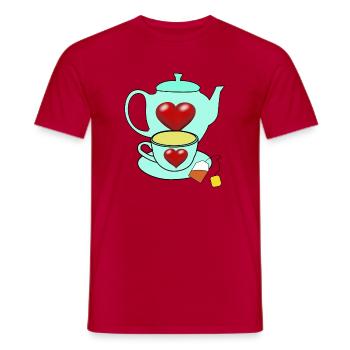 Frühstück Teekanne Tee Tasse Morgens - Männer T-Shirt - Rot - Vorne - AI Model Male 178 dark (178cm)
