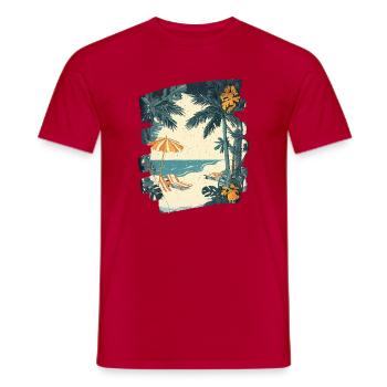 Summer Palm Tree Beach - Men's T-Shirt - red - Front - AI Model Male 178 dark (178cm)
